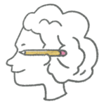 Gif of a the profile of a face with a pencil moving behind the ear